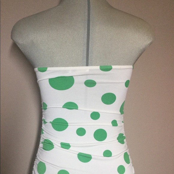 🌹3/25🌹Sirens white & green  Strapless polkadot Top Size SP - Picture 4 of 6
